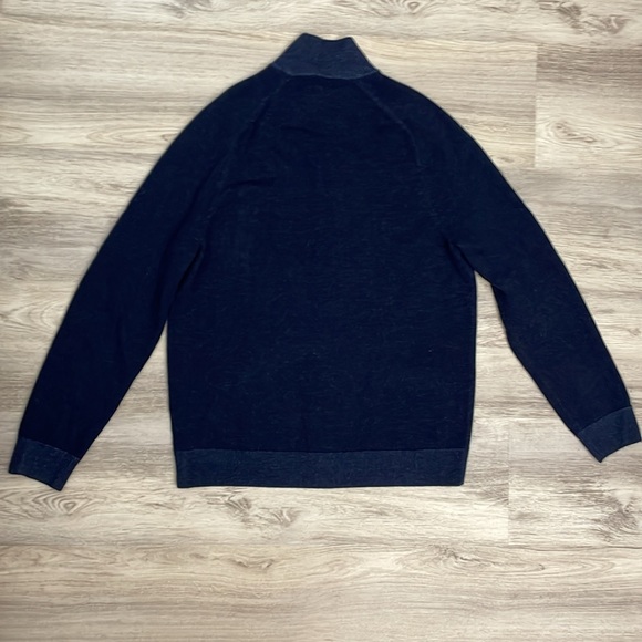 Brooks Brothers Navy 100% Extra Fine Merino Wool Zip Front Men's Cardigan Large - Picture 5 of 12